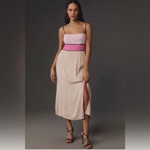 NWT Anthropologie: Maeve Colorblock Slip Midi Dress